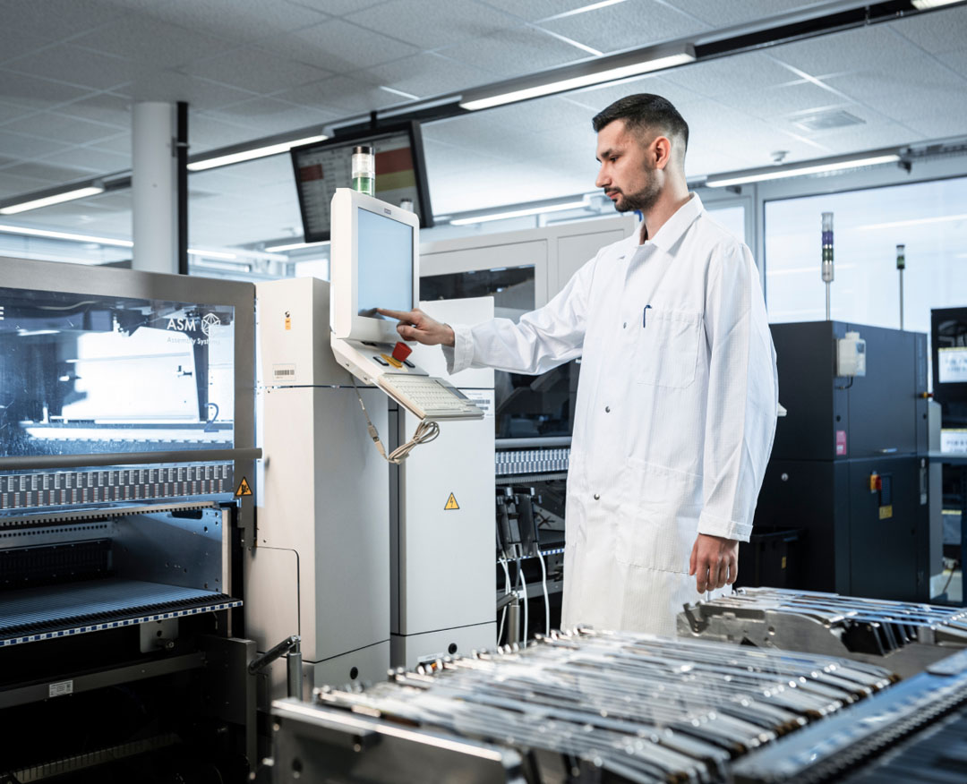 technician operating machine