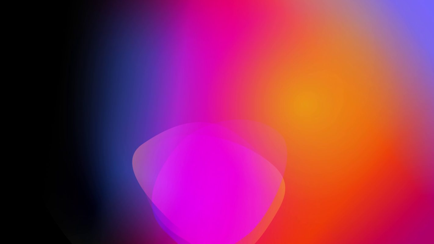 multicolor gradient behind petals and geometric shapes